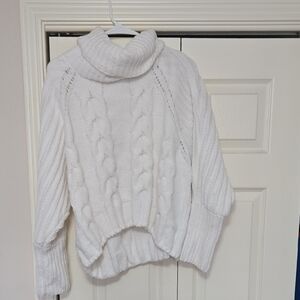moon & madison White Cable Knit Turtleneck Sweater